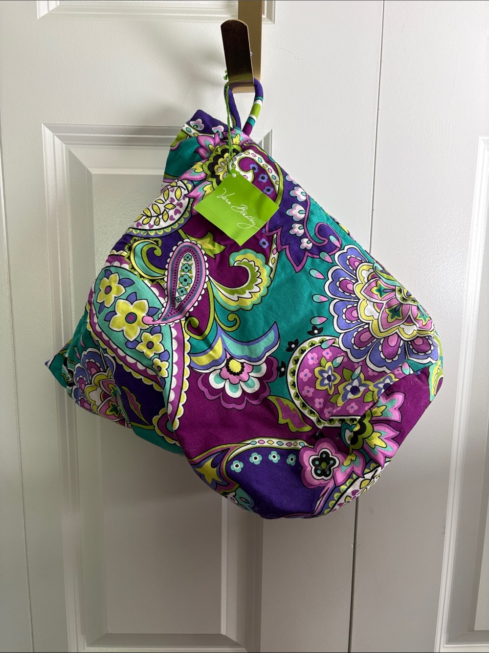 NWT—Vera Bradley Quilted Paisley Ditty Bag (Heather) in Teal, Purple & Lime